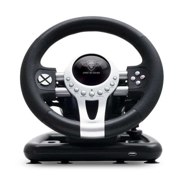 Spirit of Gamer Race Wheel Pro 2 Sort, Sølv USB Rat + Pedaler Digital PC, PlayStation 4, Playstation 3, Xbox One