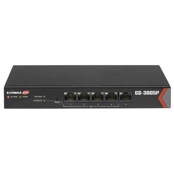 Edimax GS-3005P verkkokytkin Hallittu Gigabit Ethernet (10/100/1000) Power over Ethernet -tuki Musta