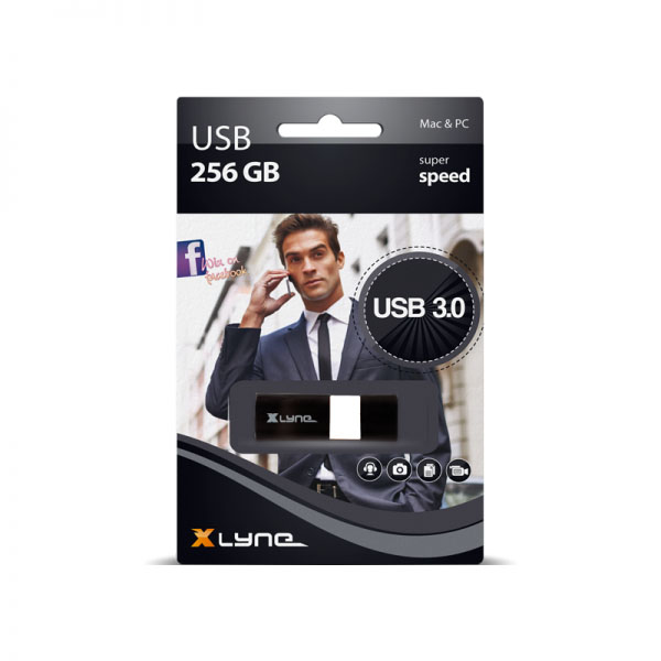 xlyne 7925600 USB-nøgle 256 GB USB Type-A 3.2 Gen 1 (3.1 Gen 1) Sort, Hvid
