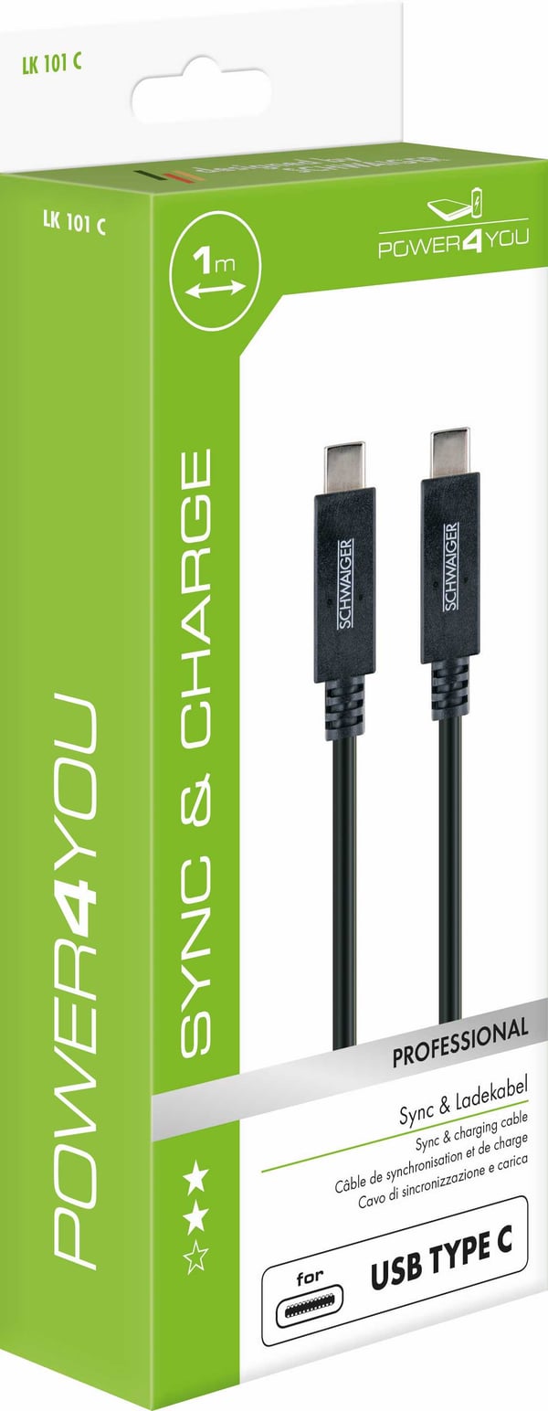 Miniatyrbillede 4 af 6: Schwaiger LK 101 C USB-kabel USB 3.2 Gen 2 (3.1 Gen 2) 1 m USB C 10 Gbit/sek. Sort