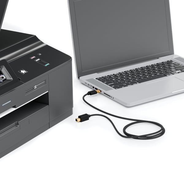 deleyCON MK722 USB-kablar USB 2.0 3 m USB A USB B 0,48 Gbit/s Svart