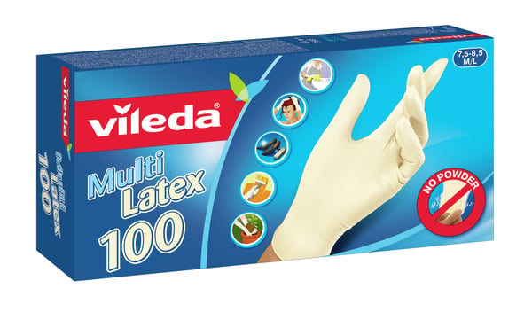 Vileda Multi Latex 100 Kertakäyttökäsineet Beige Lateksi 100 kpl Vileda Multi Latex 100 Kertakäyttökäsineet Beige Lateksi 100 kpl