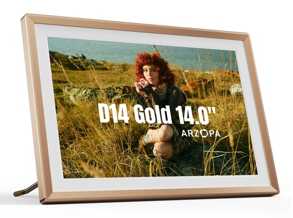 Arzopa D14 digital fotoramme Guld 35,6 cm (14") Berøringsskærm Wi-Fi