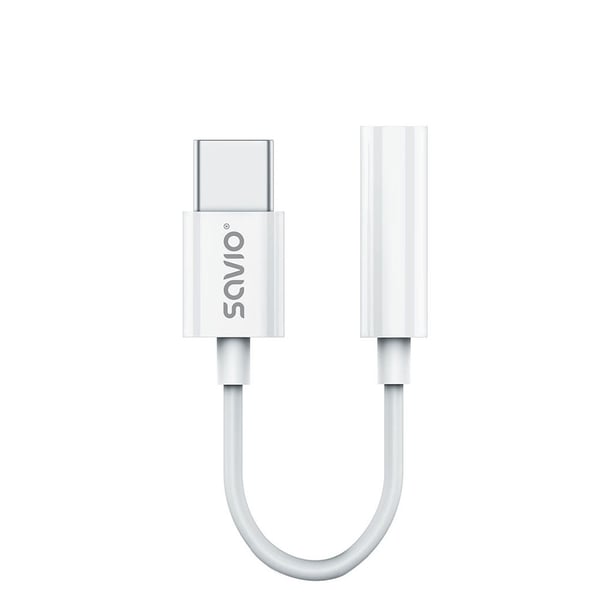 Miniatyrbillede 1 af 5: Savio AK-51 lydkabel 0,11 m 3.5mm USB Type-C Hvid