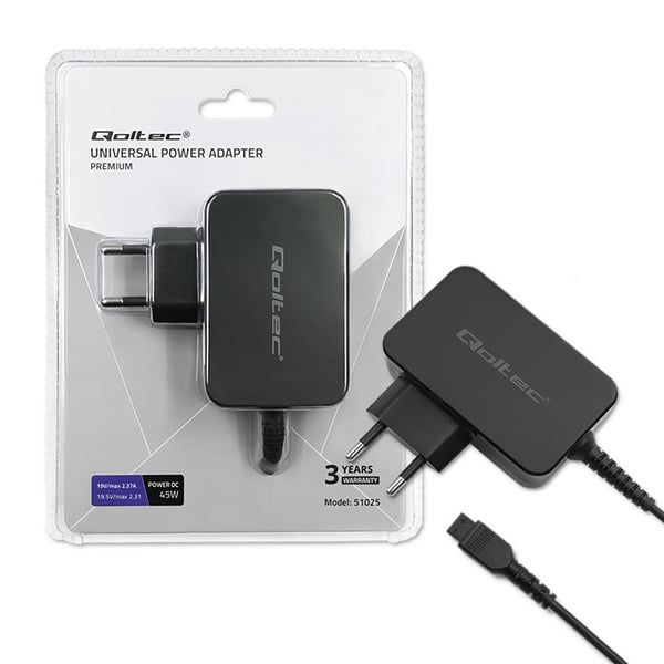 Qoltec 51025 strømadapter og vekselret Indendørs Sort