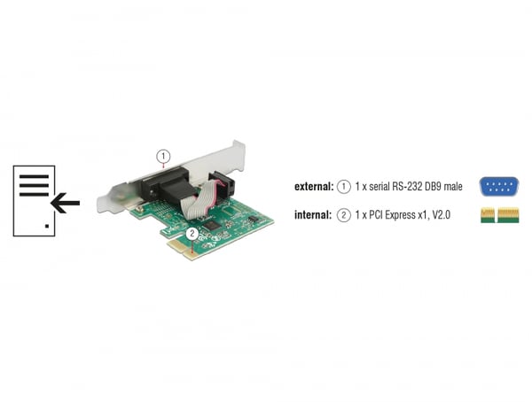Miniatyrbillede 2 af 5: Delock PCI Express-kort til 1 x seriel RS-232