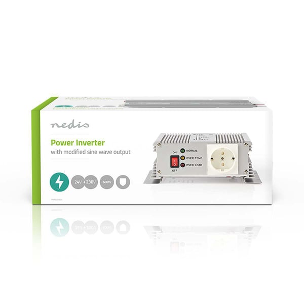 Nedis PIMS600W24 virta-adapteri ja vaihtosuuntaaja Sisätila 600 W Hopea