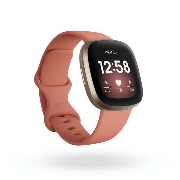 Pikkukuva 1 / 4: Fitbit Versa 3 4,01 cm (1.58") AMOLED 40 mm Digitaalinen Kosketusnäyttö Kulta Wi-Fi GPS (satelliitti)
