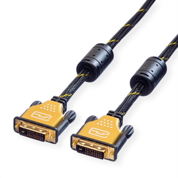 Miniatyrbillede 1 af 4: ROLINE 11.04.5512 DVI kabel 2 m DVI-D Sort, Guld