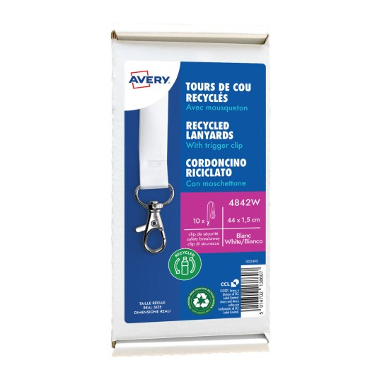 Avery 4842W namnbrickor/namnbrickehållare ID-hållare Metall, Polyetentereftalat (PET) 10 styck