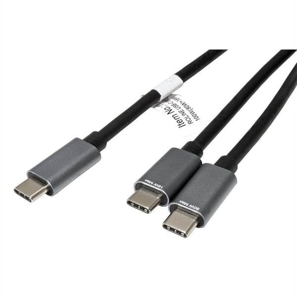 Miniatyrbild 3 av 5: ROLINE 11028308 USB-kablar USB 2.0 1,85 m USB C 2 x USB C 100 W Svart