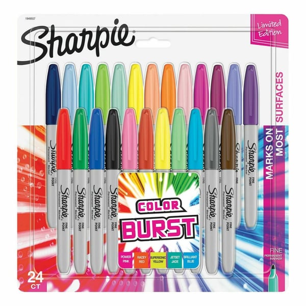 Sharpie Fine - 24 kpl - Monivärinen - Ohut kärki - Harmaa - Monivärinen - Pyöreä - Ohut