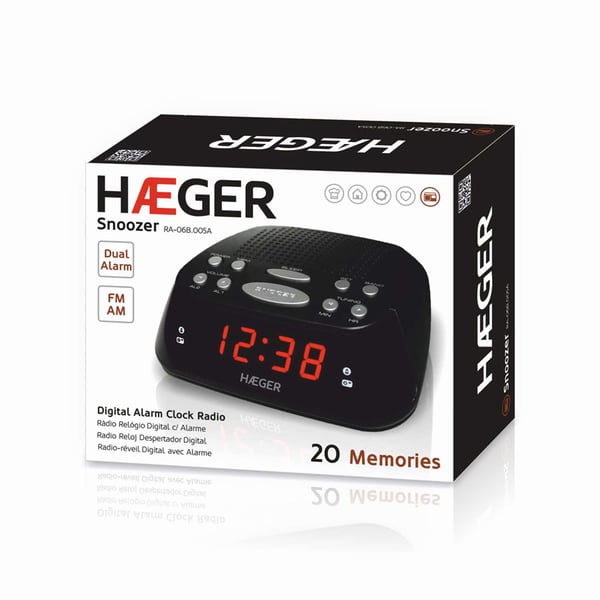 Haeger RA-06B.005B vækkeur Digital alarmur Sort