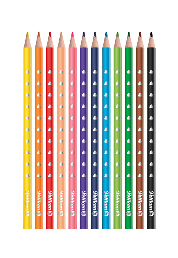 Pelikan 700634 farveblyant Sort, Blå, Brun, Grøn, Lyse Blå, Lysegrøn, Orange, Fersken, Lyserød, Rød, Violet, Gul 12 stk