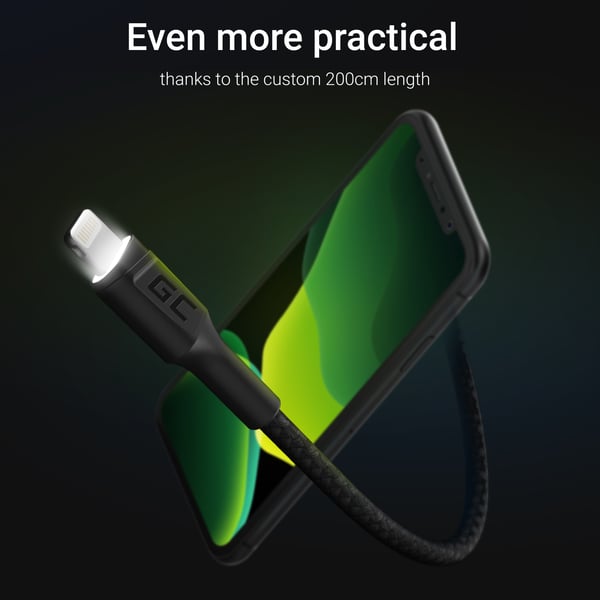 Green Cell KABGC12 Lightning kabel 2 m Sort