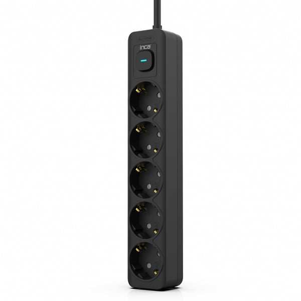 Inca IPW-44SY overspændingsbeskytter Sort 5 AC stikkontakt(er) 230 V 1,5 m
