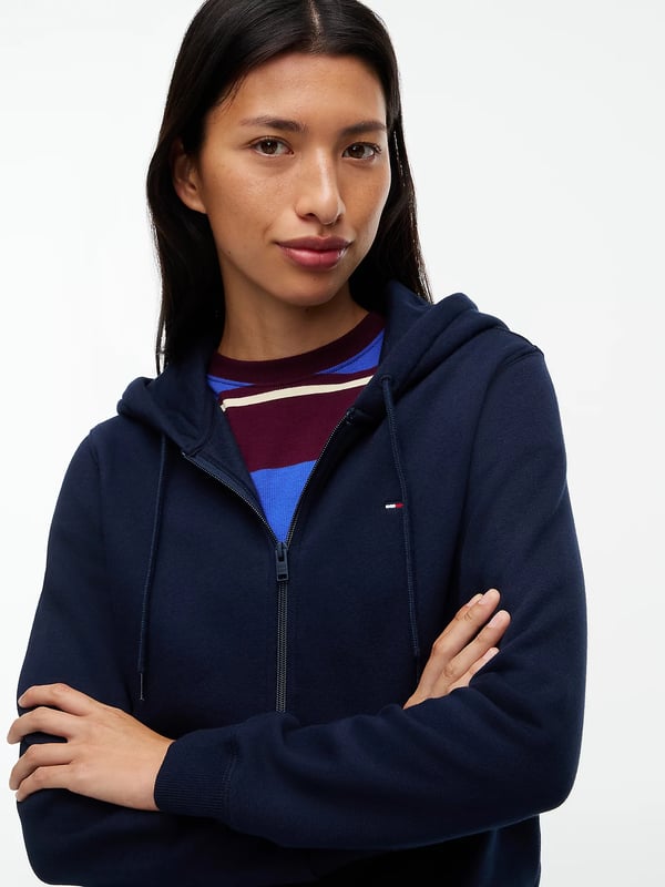Tommy Hilfiger Flag Embroidery Fleece Zip-Thru Hoody
