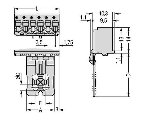 Miniatyrbillede 2 af 2: Wago 2091-1104/0002-0000 termisk blok 4 Grå