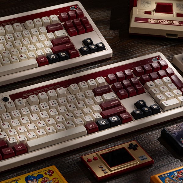 Miniatyrbild 4 av 20: 8Bitdo Retro 108 tangentbord Spela USB + RF Wireless + Bluetooth Burgundisk, Vit