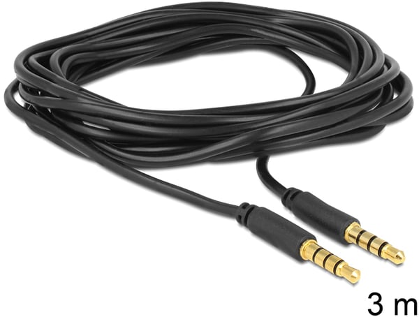 DeLOCK 3.5mm - 3.5mm, 3m lydkabel Sort