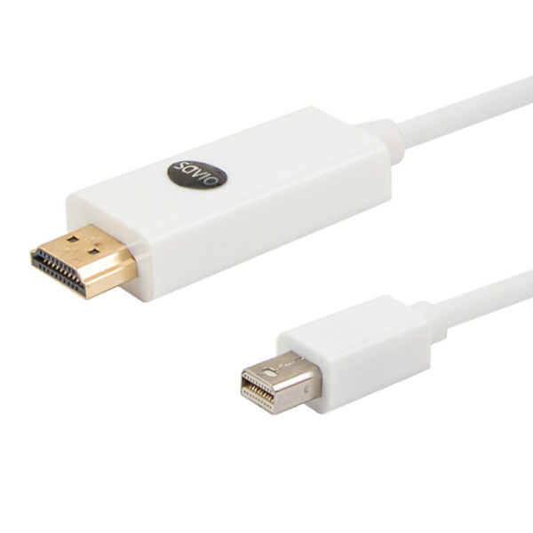 Savio CL-83 videokabel adapter 1,8 m Mini DisplayPort HDMI Hvid