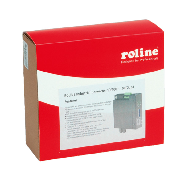 ROLINE Industrial Converter 10/100Base-T - Multimode Optical Fiber, ST netværksomformer til medie