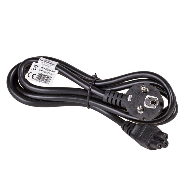 Pikkukuva 3 / 4: Akyga Power Cord AK-NB-01C for notebooks VDE IEC C5 250V/50Hz 1,5m Musta CEE7/7 C5 liitin