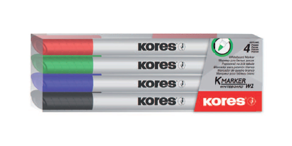 Kores M22840 tussi 4 kpl Harjaspää Musta, Sininen, Vihreä, Punainen