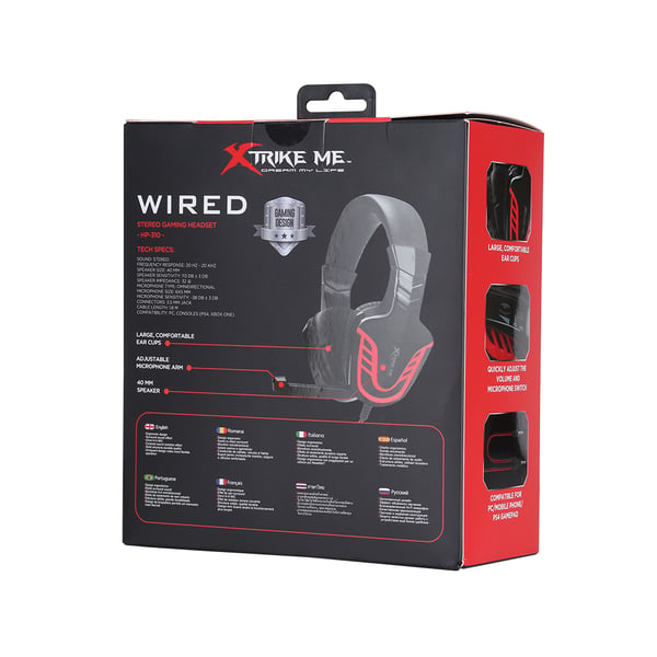 Xtrike Me HP-310 hörlur och headset Kabel Huvudband Spela Svart, Röd
