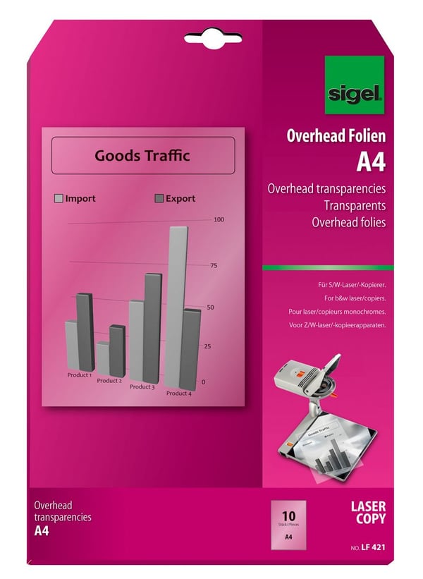 Miniatyrbillede 1 af 4: Sigel LF421 printfilm Laser A4 (210×297 mm) Transparent 10 ark