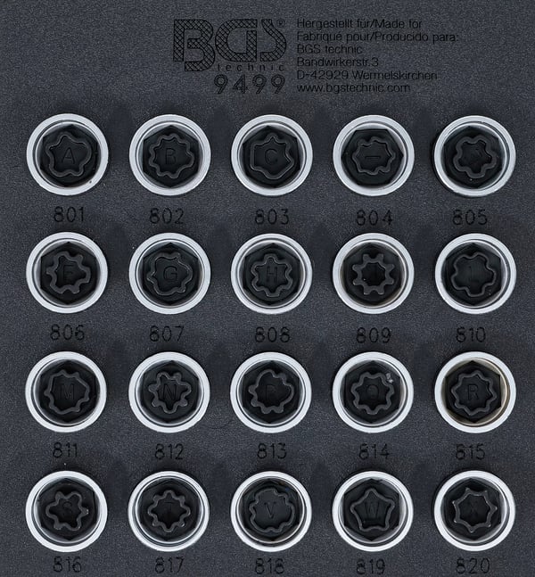 BGS technic Tool Tray 1/6: Rim Lock Socket Set for Audi