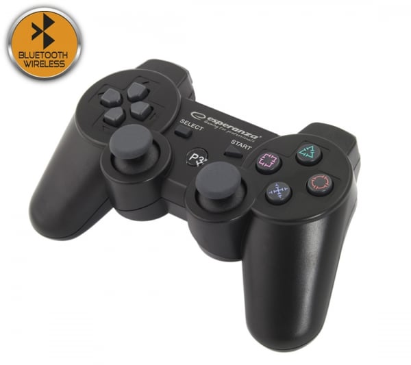 Miniatyrbillede 1 af 4: Esperanza EGG109K spil-controller Sort Bluetooth Joystick Analog Playstation 3