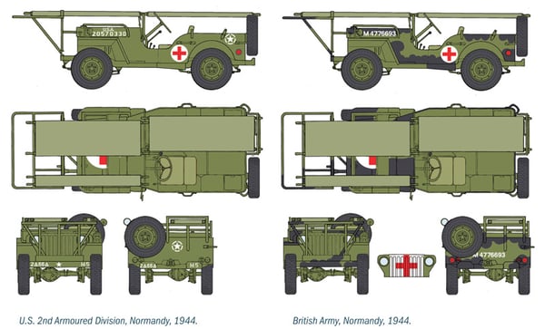 Italeri Ambulance Jeep Engineering vehicle model Monteringssats 1:35