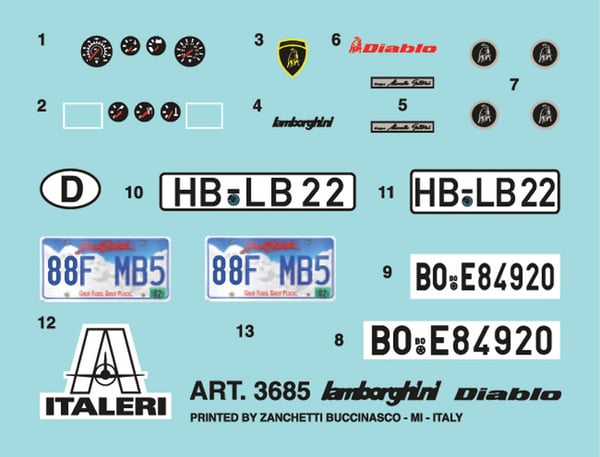 Pikkukuva 4 / 9: Italeri Lamborghini Diablo Perinteinen automalli Kokoamispakkaus 1:24
