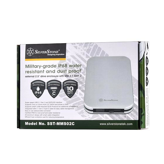 Miniatyrbillede 4 af 6: Silverstone MMS02C HDD/SSD kabinet Aluminium, Sort 2.5"