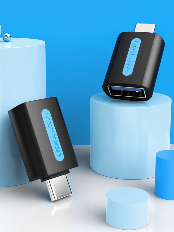 Pikkukuva 3 / 3: Vention CDUB0 kaapelin sukupuolenvaihtaja USB C USB A Musta