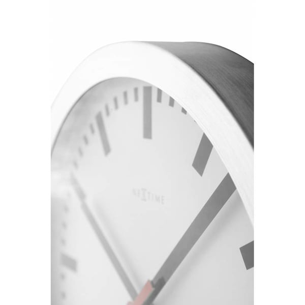 Miniatyrbillede 3 af 11: NeXtime 3999ST Væg- og bordur Kvartsur Cirkel Aluminium, Hvid