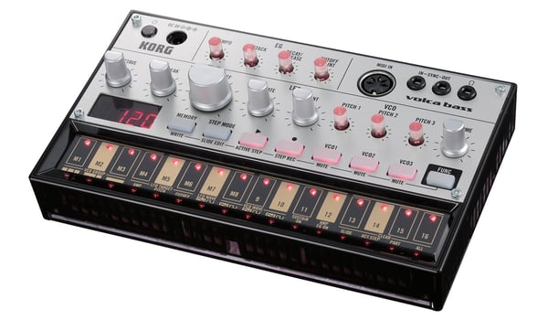 Korg Volca Bass Analoginen syntetisaattori 16 Hopea