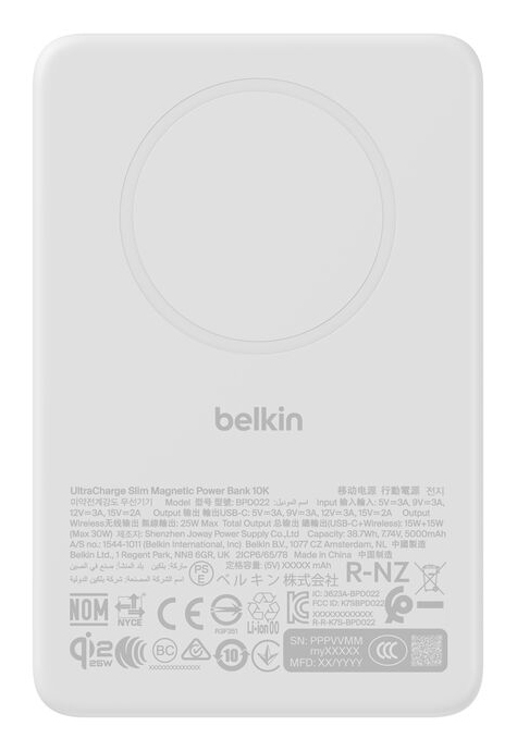 Belkin BPD022HQWH akku- ja paristolaturi 10000 mAh Langaton lataaminen Valkoinen