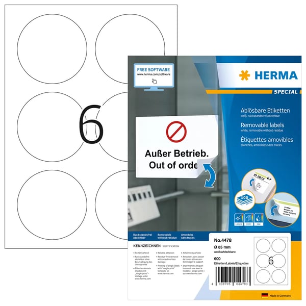HERMA 4478 utskriftsbara etiketter Vit Självhäftande skrivaretikett HERMA 4478 utskriftsbara etiketter Vit Självhäftande skrivaretikett