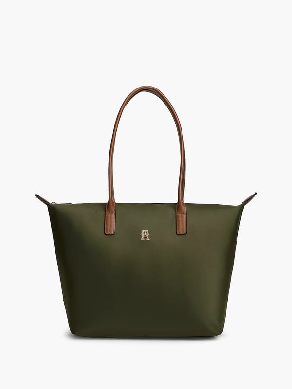 Miniatyrbillede 1 af 5: Tommy Hilfiger Popette Tote Bag Læder, Nylon Oliven Mulepose