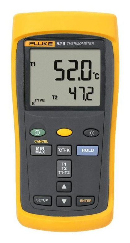 Fluke FLUKE-52-2 60HZ håndholdt termometer Gul, Grå °C, F, K -210 - 1200 °C Indbygget skærm
