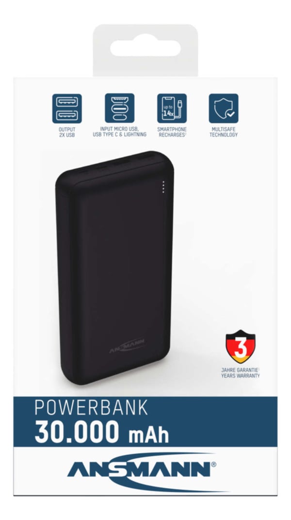 Ansmann PB212 Litium polymeeri (LiPo) 30000 mAh Musta