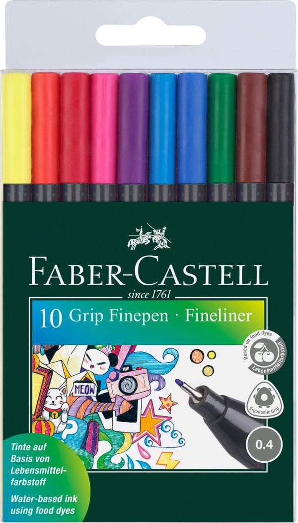 Miniatyrbild 1 av 2: Faber-Castell Grip filtpenna Multifärg 10 styck