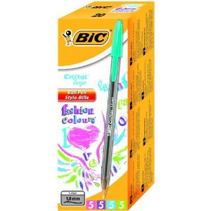 BIC Cristal large Blå, Grön, Rosa, Violett Kulspetspenna, pinnformad 20 styck