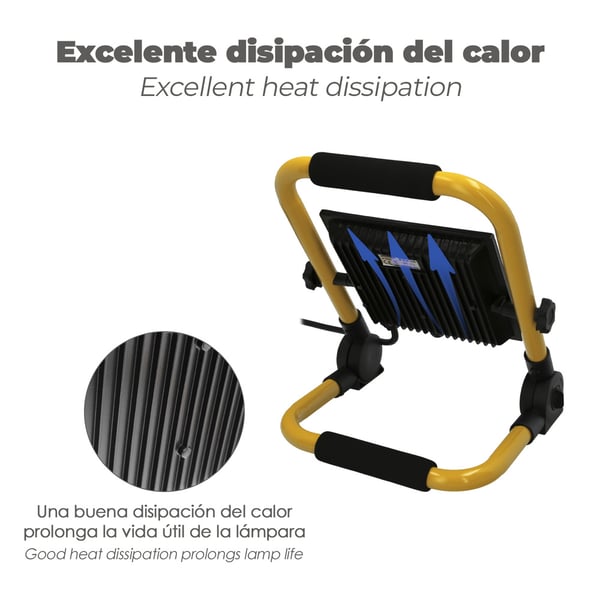 Wolfpack Foco Led Plano 50 Watt. Luz Blanca 4000º K IP 65 4000 Lumenes Con Asa de Transporte