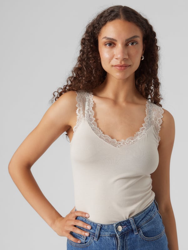 Miniatyrbillede 2 af 6: Vero Moda VMROSA Top,10287348,S Top (tøj) Rund krave Ærmeløs Viskose, Elastin