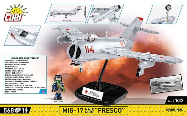 Miniatyrbillede 7 af 11: COBI MiG-17 NATO Code "Fresco"