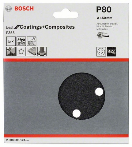 Miniatyrbillede 2 af 2: Bosch 2 608 605 124 tilbehør til slibemaskine 5 stk Slibeskive