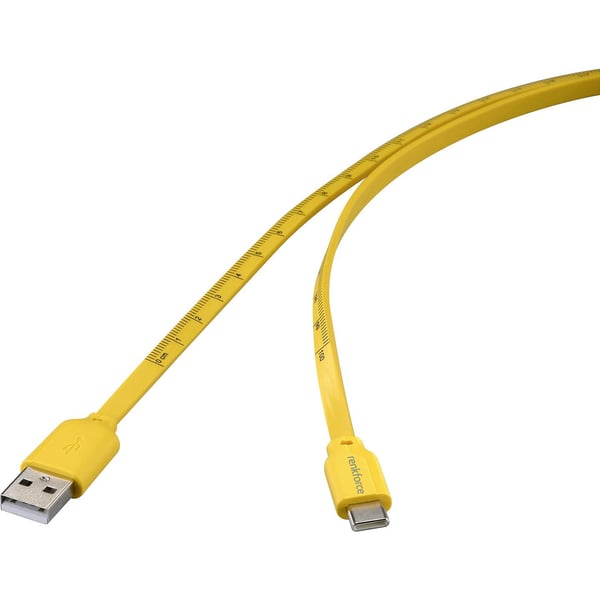 Renkforce RF-6721076 USB-kabel USB 2.0 1 m USB A USB C 0,48 Gbit/sek. 15 W Gul